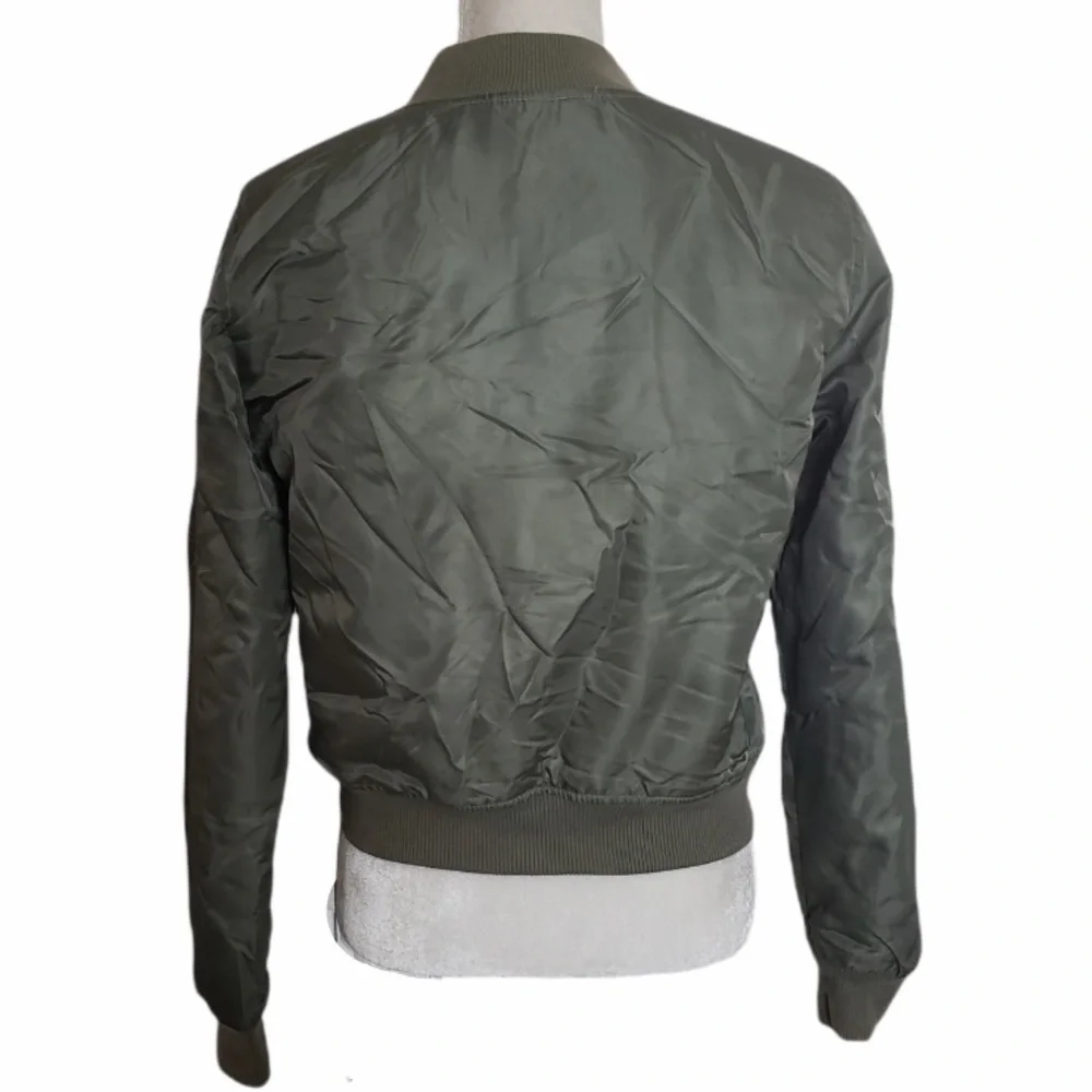 Hollister‎ Olive Green Bomber Jacket Orange Quilted Women’s sz M